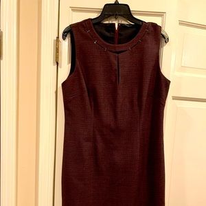 Burgundy Key Hole Neck Sheath Dress, 12